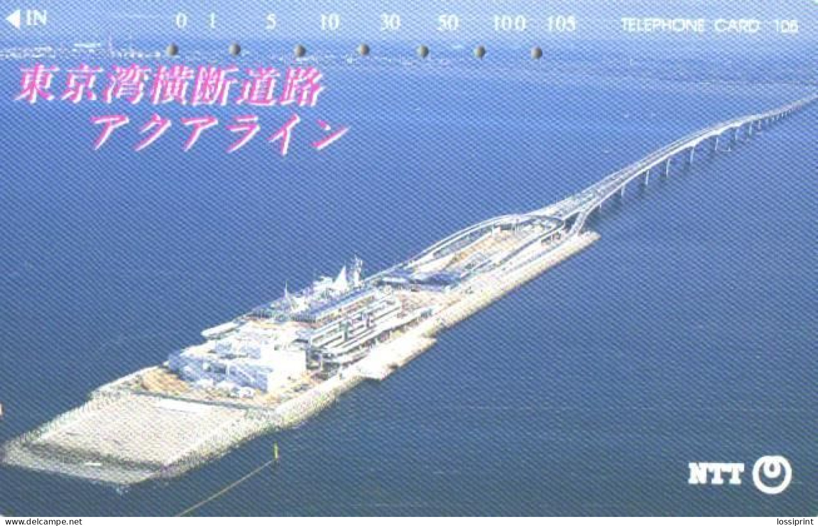 Japan:Used Phonecard, NTT, 105 Units, Island And Bridge Aerial View - Landscapes