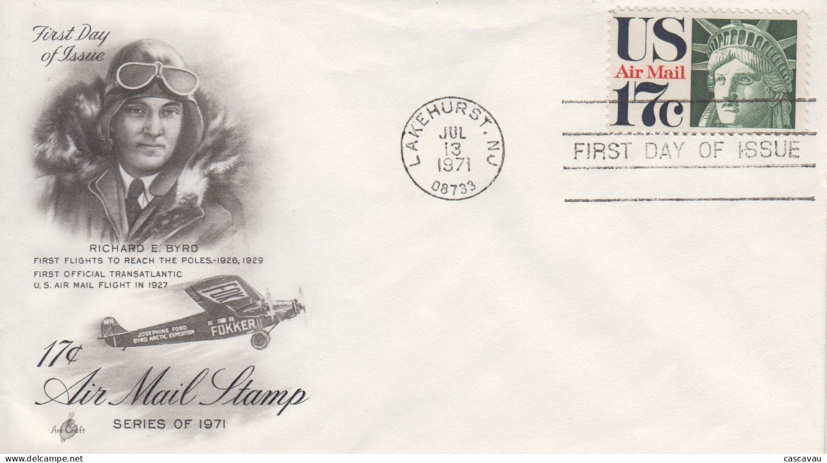 Enveloppe  FDC   1er  Jour    U.S.A    17c  Poste  Aérienne  1971 - 1971-1980