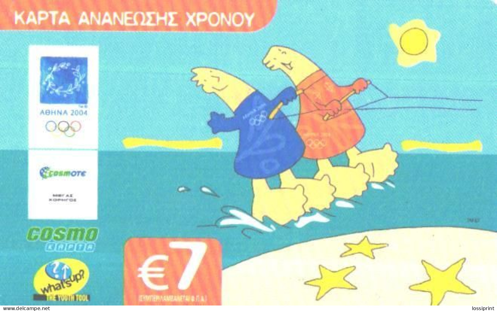 Greece:Used Phonecard, Cosmokarta, 7 Eur, Athens Olympic Games 2004, Surfing, 2006 - Olympic Games