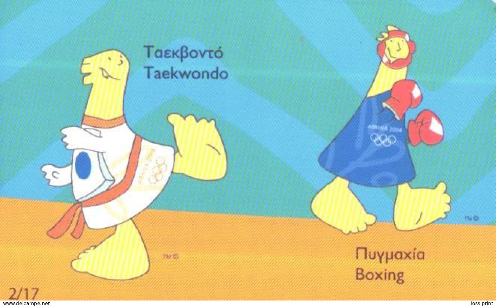 Greece:Used Phonecard, OTE, 3€, Athens Olympig Games 2004, Taekwondo And Boxing - Olympische Spiele