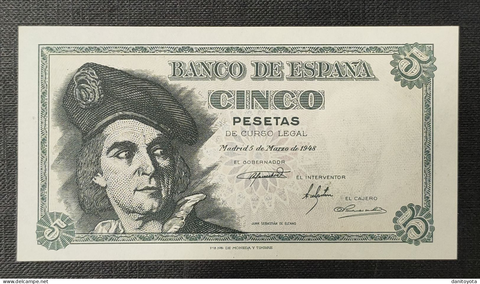 ESPAÑA. EDIFIL 455 A.  5 PTAS 15 DE MARZO DE 1948 SERIE I SIN CIRCULAR. - 5 Peseten