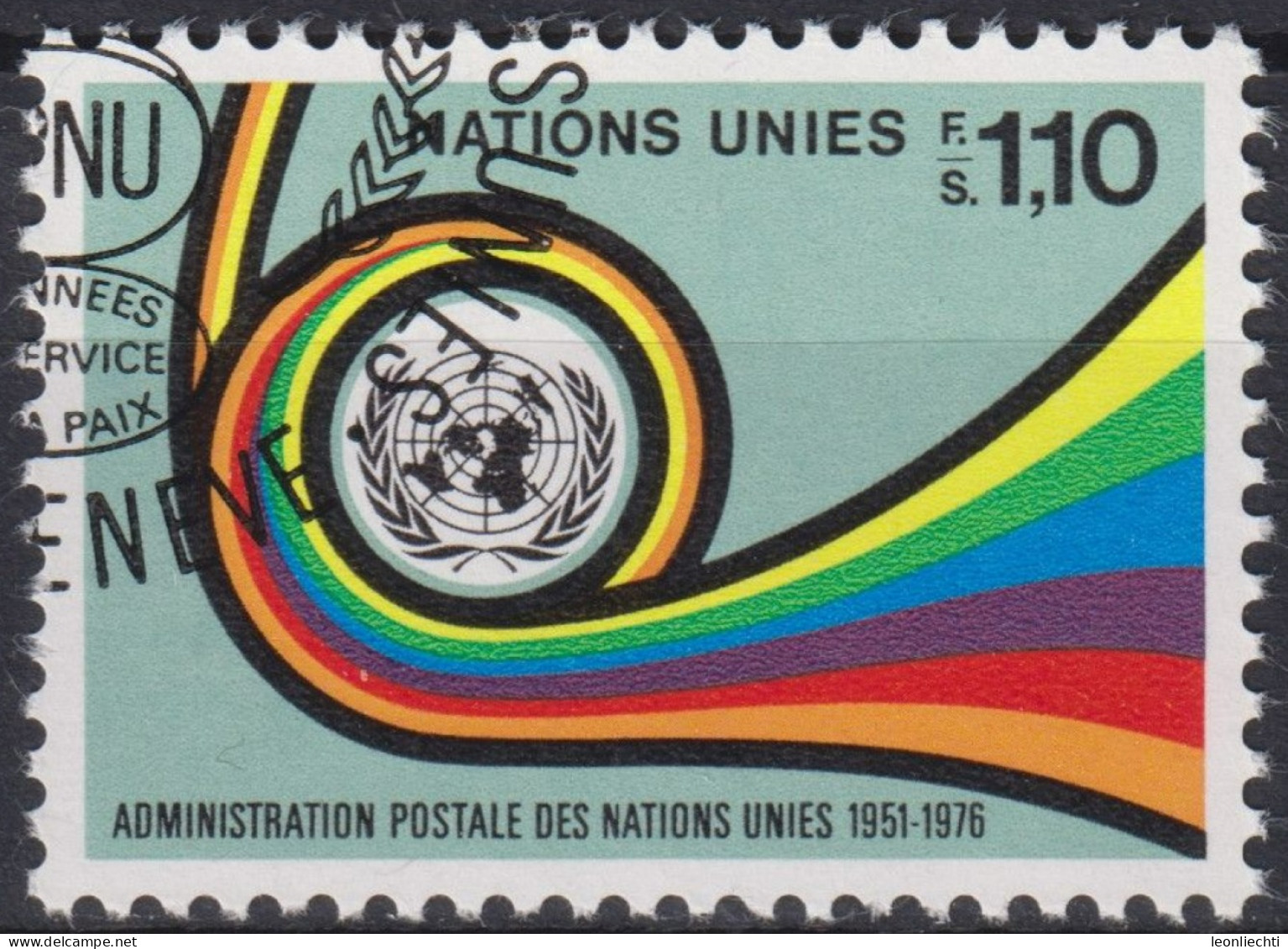 1976 UNO Genf ° Mi:NT-GE 61, Yt:NT-GE 61, Zum:NT-GE 62, 25 Jahre Postverwaltung Der UNO - Gebruikt