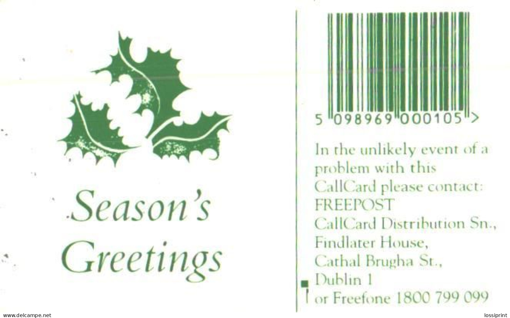 Ireland:Used Phonecard, Telecom Eireann, 10 Units, Santa Claus In Call-box, 1994 - Noel