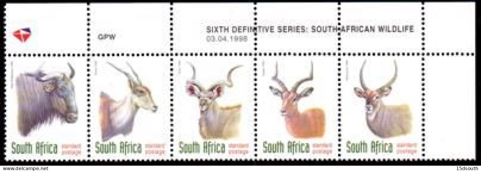 South Africa - 1998 Redrawn 6th Definitive SPR Antelopes PAPER TRIAL Control Diamond Paper (**) - Ungebraucht