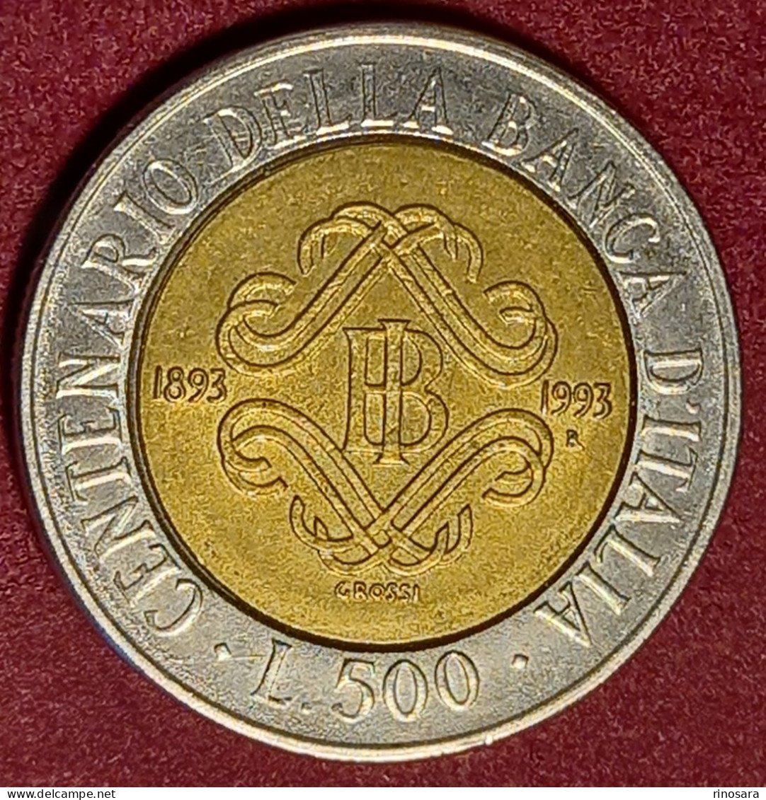 Errore Di Conio 500 Lire 1993 Repubblica Italiana Commemorativa Banca D Italia - Variëteiten En Curiosa