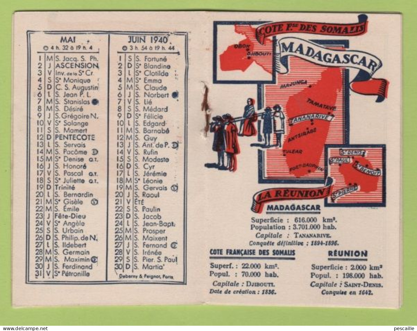 CALENDRIER 1940 CAISSE D'EPARGNE DE ROUEN - L'EPARGNE AUX COLONIES - COLONIES D.O.M. / T.O.M. AFRIQUE INDOCHINE - Formato Piccolo : 1921-40