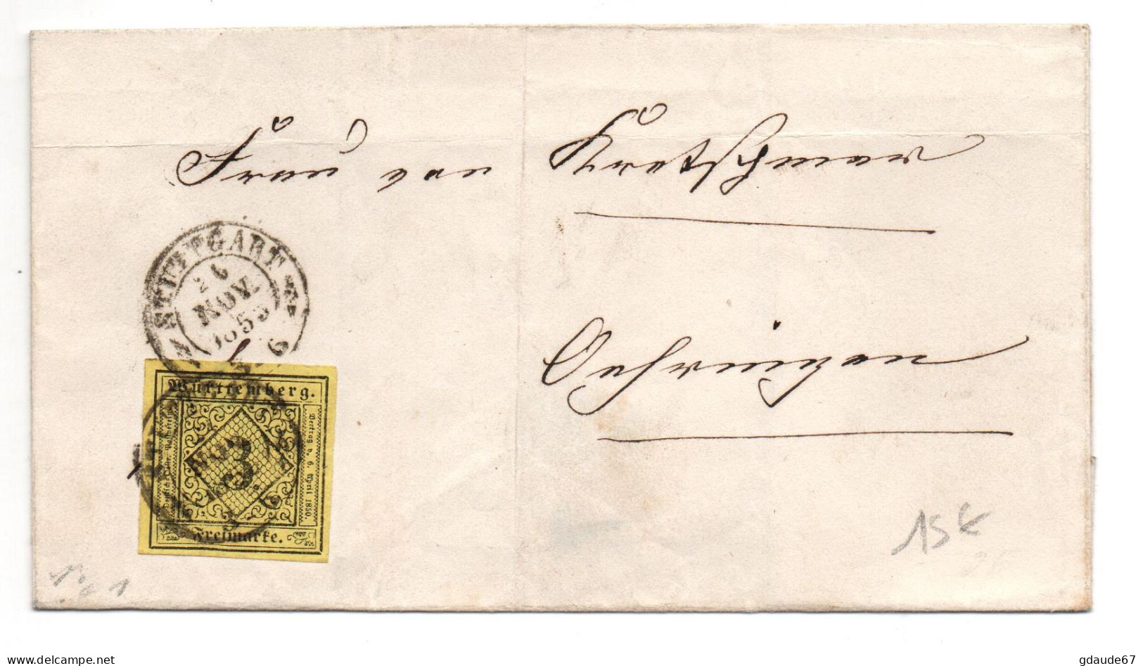 1855 ? - LETTRE De STUTTGART (WURTEMBERG) - Brieven En Documenten