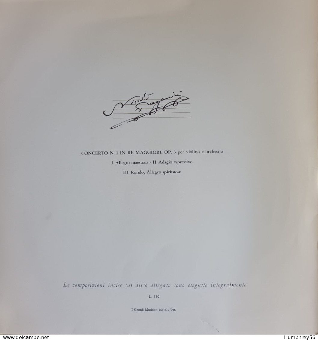 1965 - Concerto N°1 In Re Maggiore, Per Violino E Orchestra, Opus 6 [Niccolò Paganini] - Formats Spéciaux