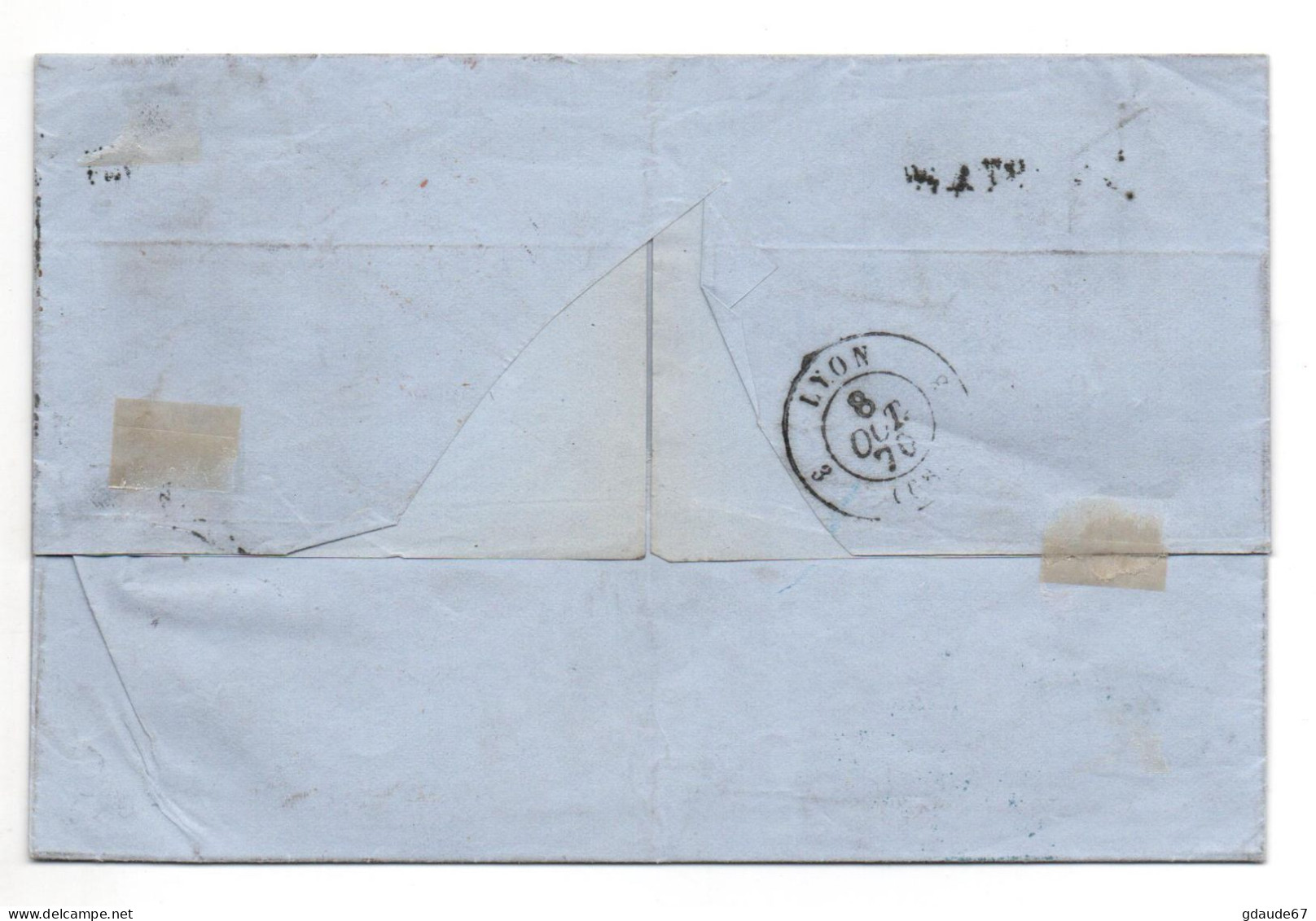 1870 - LETTRE Avec CACHET FANHFURT A. M. POSTEXPED. N1 Pour LYON - Lettres & Documents