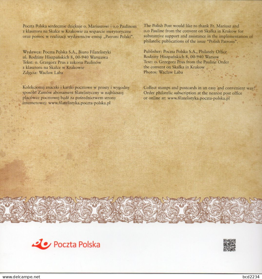 POLAND 2021 POST OFFICE LIMITED EDITION FOLDER: POLISH PATRONS SAINT STANISLAUS OF SZCZEPANOW BISHOP KRAKOW MARTYR - Schilderijen