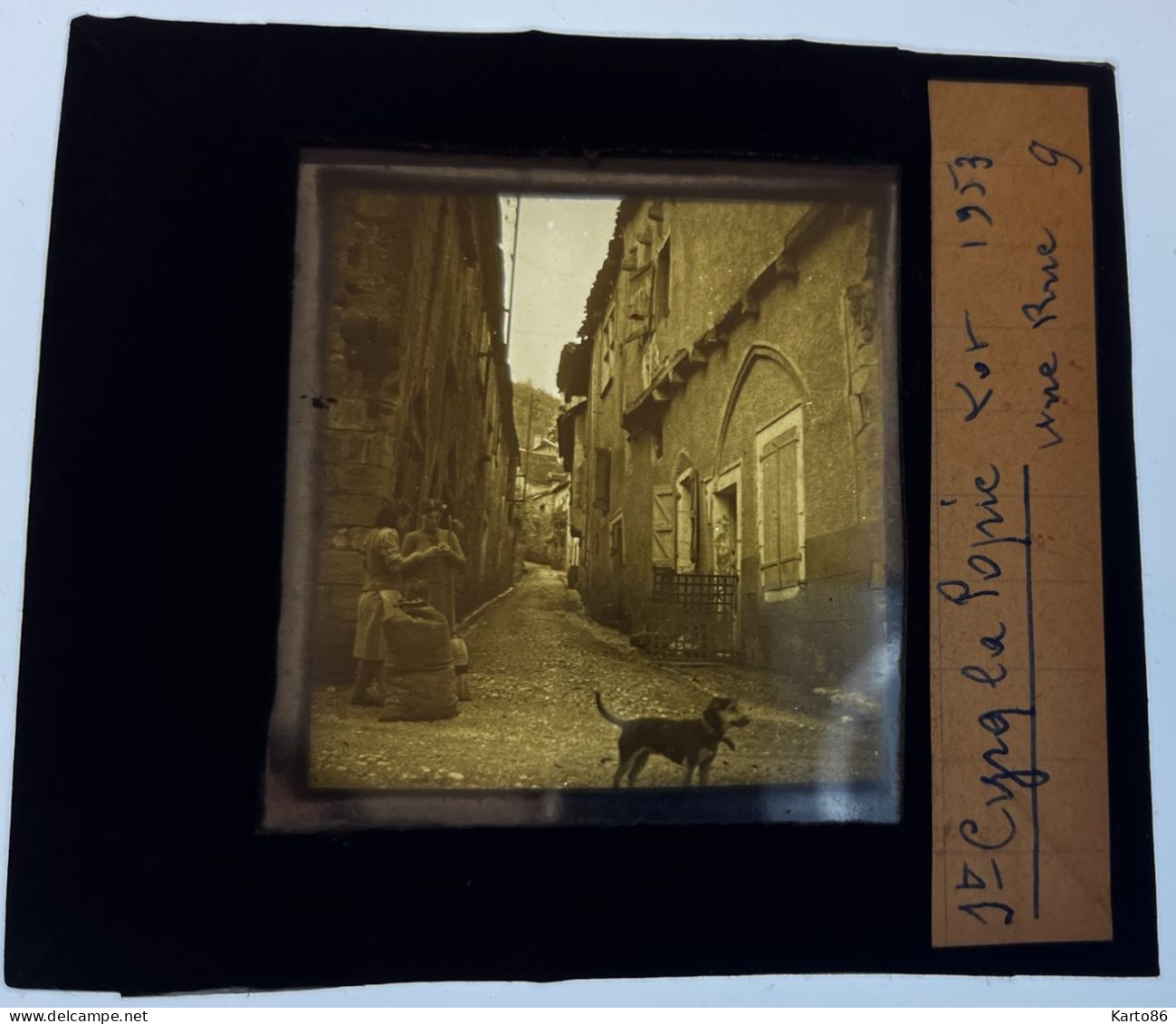 St Cirq Lapopie * Une Rue Du Village * Villageois * Plaque De Verre Photo Ancienne 10x8.5cm - Saint-Cirq-Lapopie