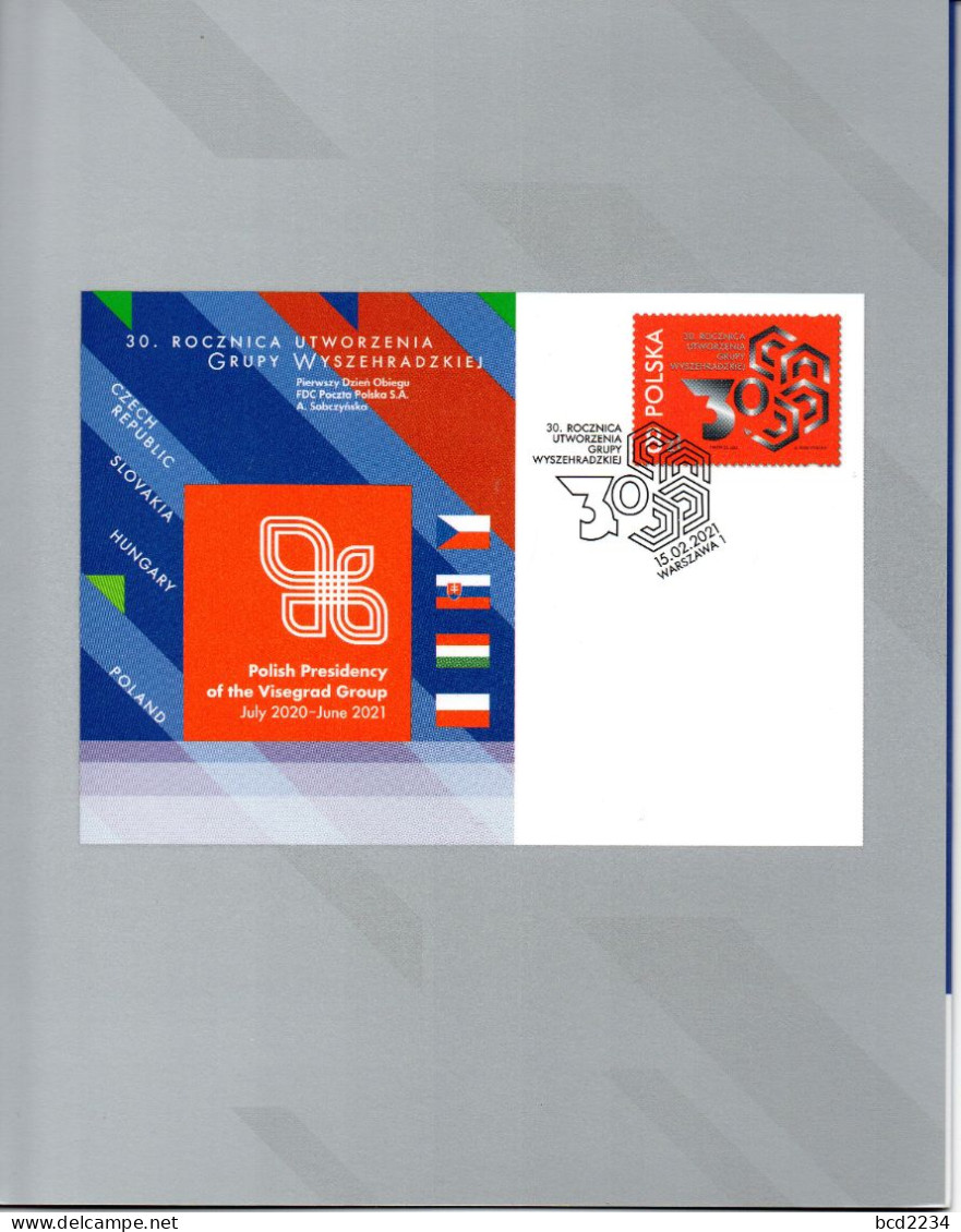 POLAND 2021 POST OFFICE LIMITED EDITION FOLDER: 30TH ANNIVERSARY VISEGRAD GROUP JOINT ISSUE HUNGARY SLOVAKIA CZECHIA - Brieven En Documenten