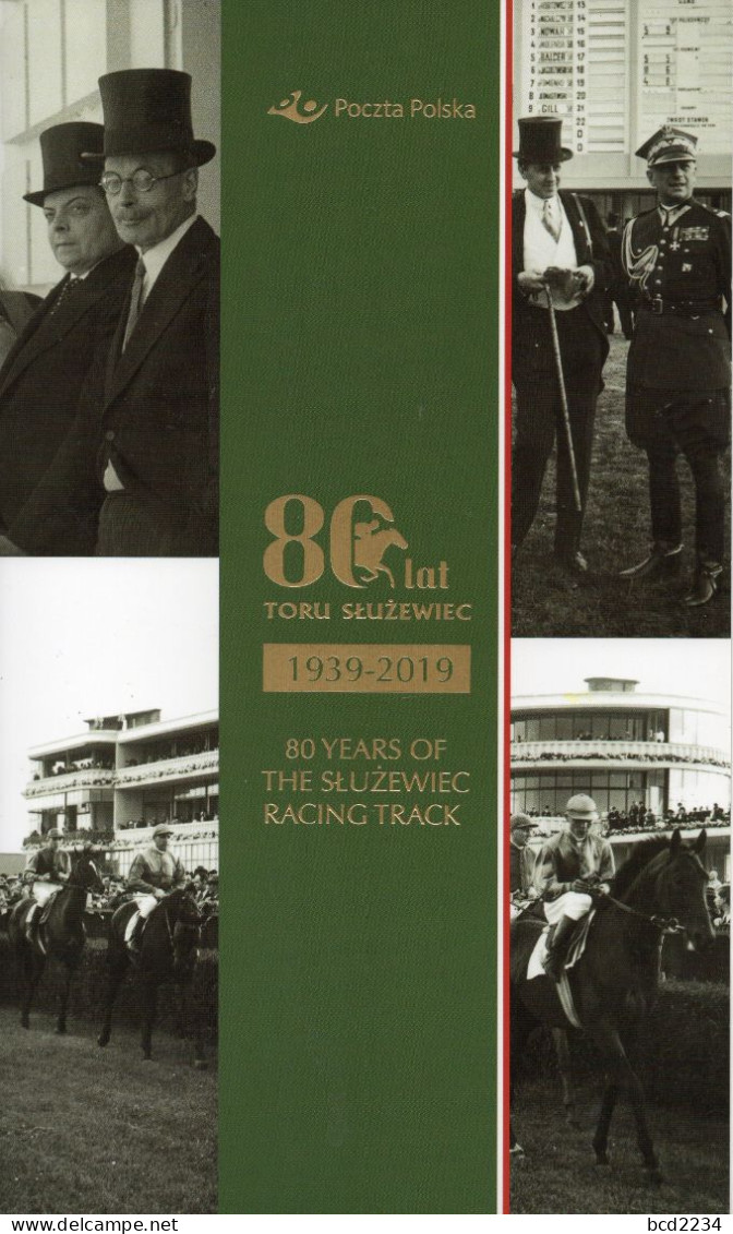 POLAND 2019 POST OFFICE SPECIAL LIMITED EDITION FOLDER: 80 YEARS SLUZEWIEC RACING TRACK HORSES BETTING RACECOURSE SPORTS - Briefe U. Dokumente