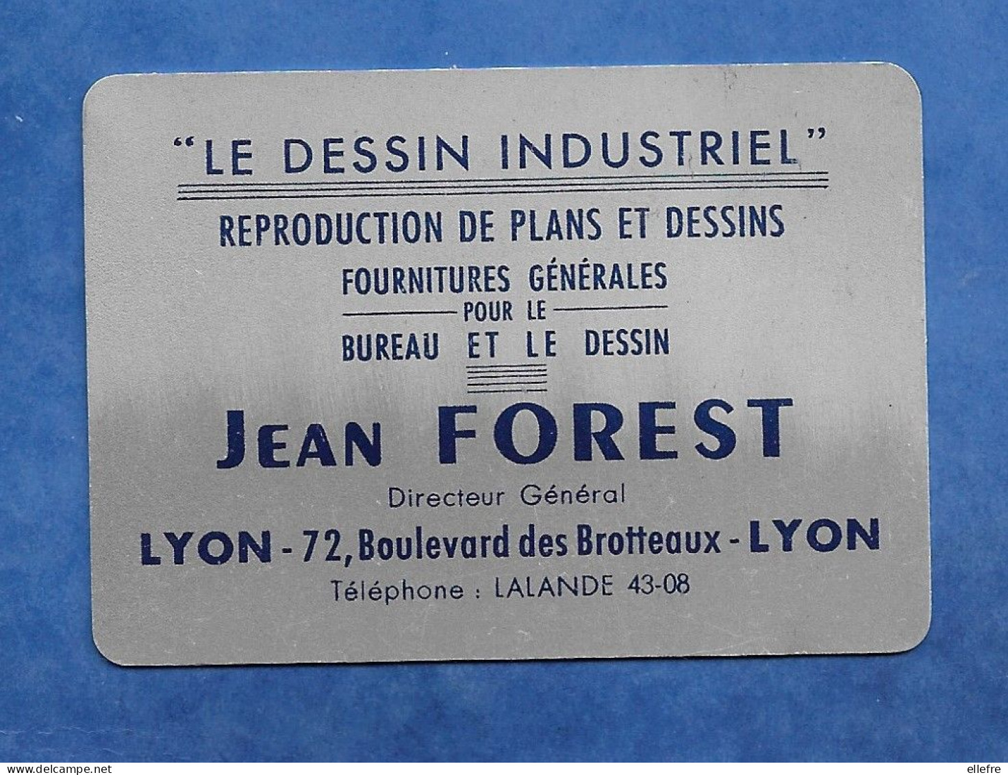 Petit Calendrier Publicitaire En Métal - LE DESSIN INDUSTRIEL PLANS - Bd Des Brotteaux Lyon Avec Centimètres 1952 - Grand Format : 1941-60