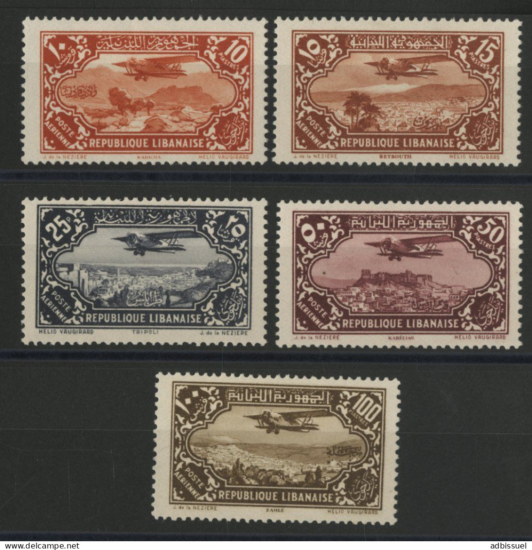 REPUBLIQUE LIBANAISE POSTE AERIENNE N° 44 + 45 + 46 + 47 + 48 Cote 34 € Neufs * (MH) TB - Airmail