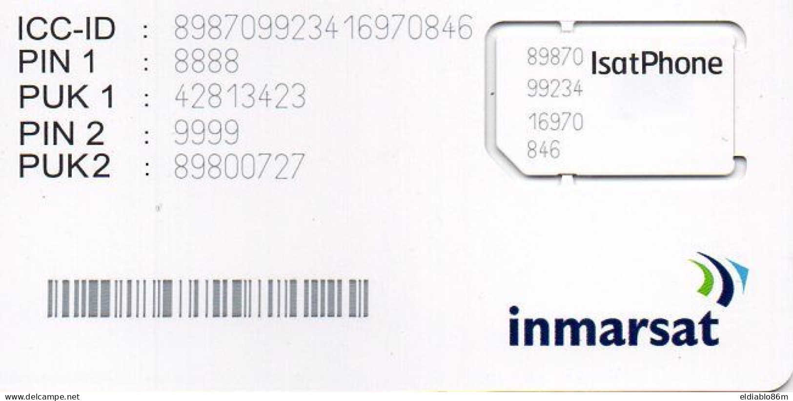 GSM CARD - SATELLITE CARD - INMARSAT - ISATPHONE - MINT - Onbekende Oorsprong