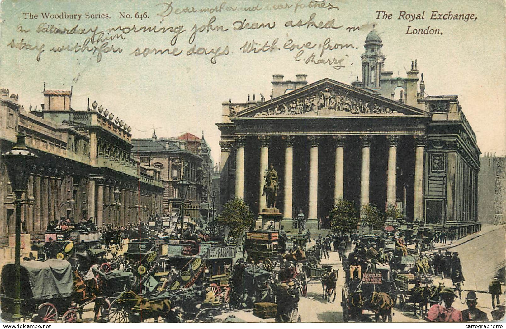 United Kingdom England Old London Royal Exchange Cariage Coach Bus Traffic - Bus & Autocars