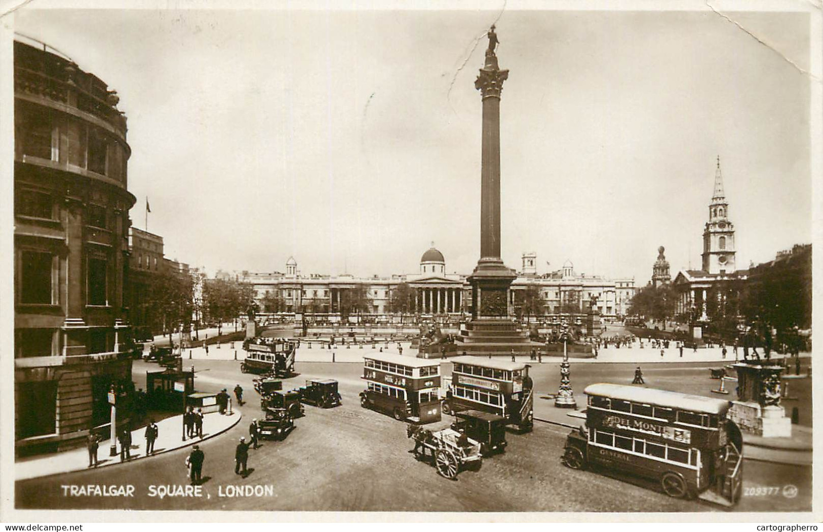 United Kingdom England Old London Trafalgar Square Cariage Coach Bus Traffic - Bus & Autocars