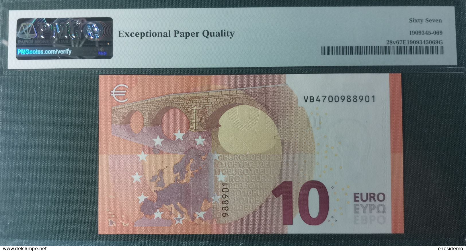 10 EURO SPAIN 2014 LAGARDE V011C6 VB SC FDS UNC. PERFECT PMG 67 EPQ - 10 Euro