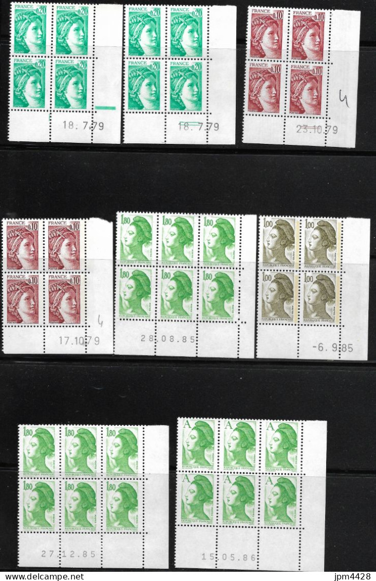 France - Lot 21 Coins Datés, Plus 3 De Code Postal, Plus 4 Divers Issus De Carnet,(1 Bloc Sans Gomme), Et 1 Bloc Oblit. - 1970-1979