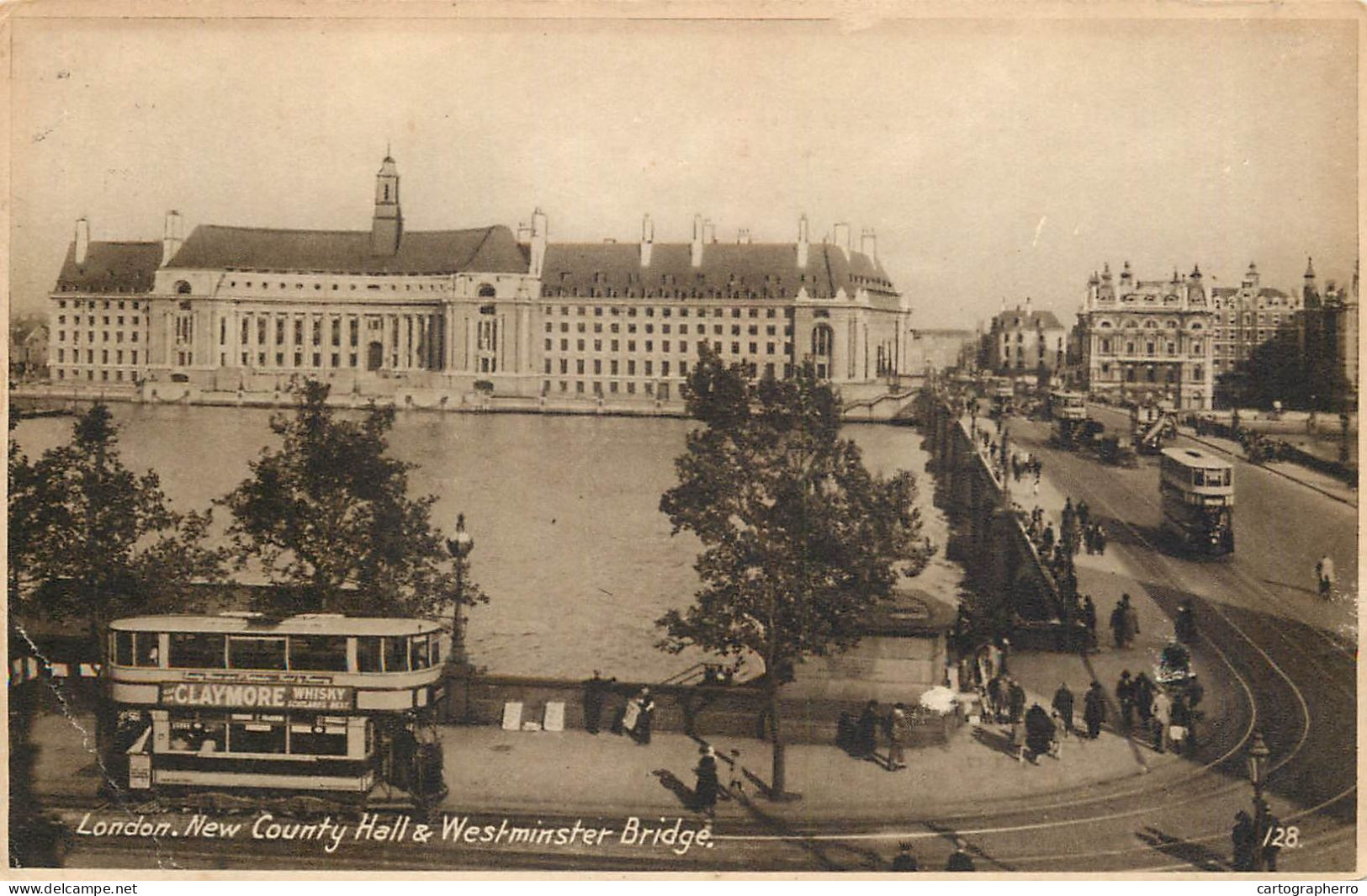 United Kingdom England Old Westminster Bridge Cariage Coach Elegance Double Decker Tram - Bus & Autocars