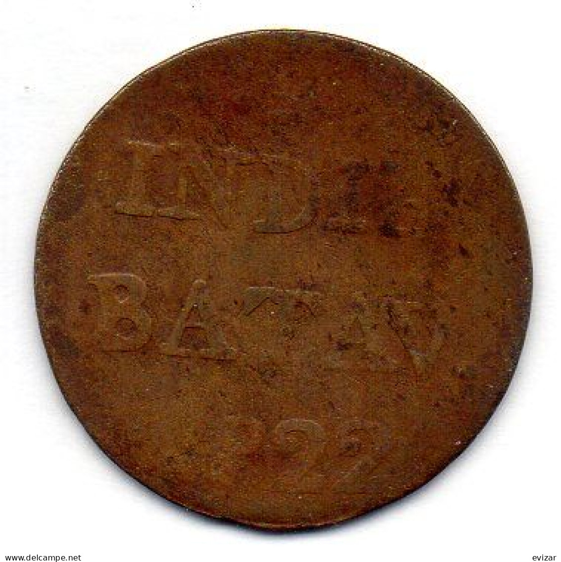 NETHERLAND INDONESIA - SUMATRA, 1/2 Stuiver, Copper, Year 1822, KM # 284.2 - Indonesia