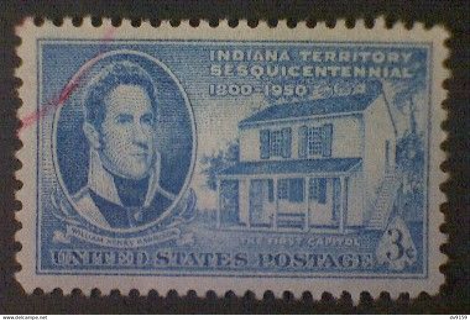 United States, Scott #996, Used(o), 1950,  Indiana Territory, 3¢, Bright Blue - Used Stamps