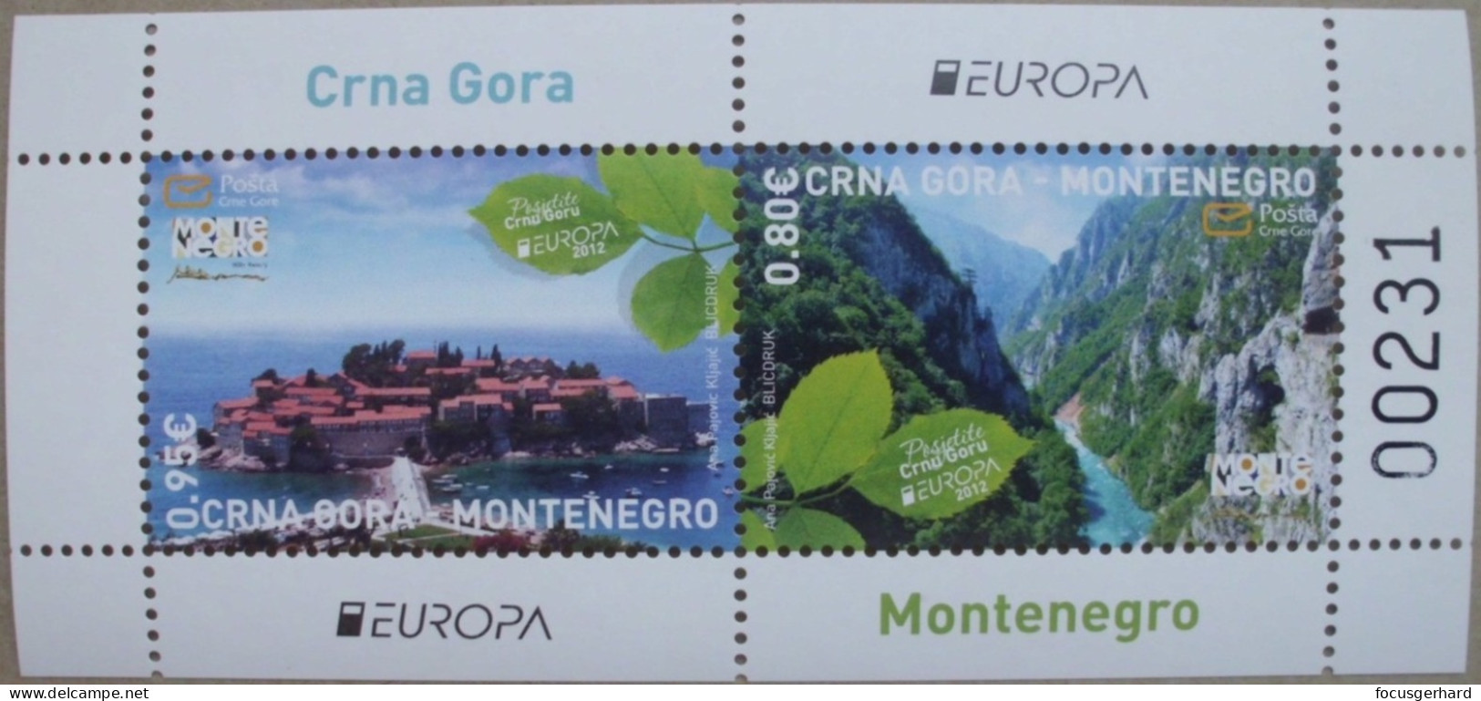 Montenegro  BL    Europa  Cept    Besuchen Sie Europa  2012  ** - 2012