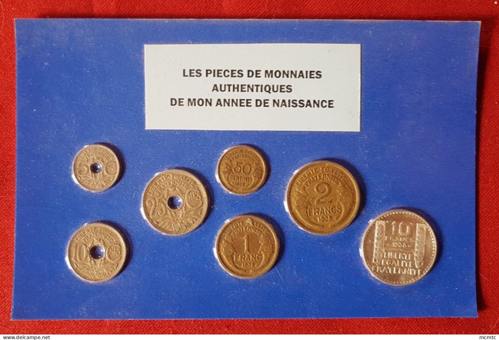 7 Pièces De Monnaies Authentiques( Dont 1 De 10f Argent) Sous Blister De Votre Année De Naissance 1938 ( Idée Cadeau ) - Other & Unclassified
