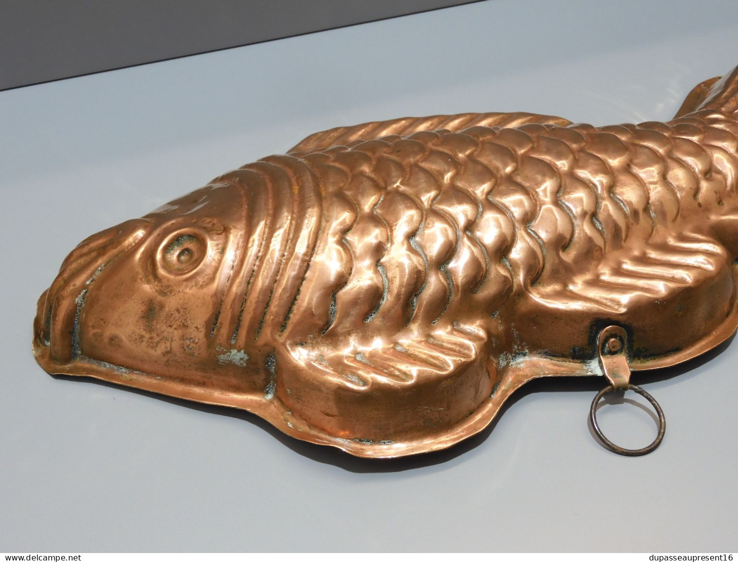 -SUPERBE ANCIEN GRAND MOULE POISSON CUIVRE Intérieur étamé Gâteau déco cuisine  E