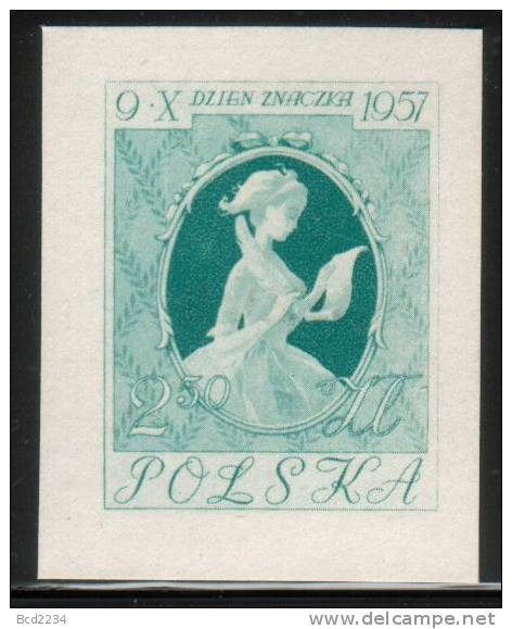 POLAND 1957 STAMP DAY COLOUR IMPERF PROOF NHM (NO GUM) Art Paintings Girl In Costume Jean Honore Fragonard - Essais & Réimpressions