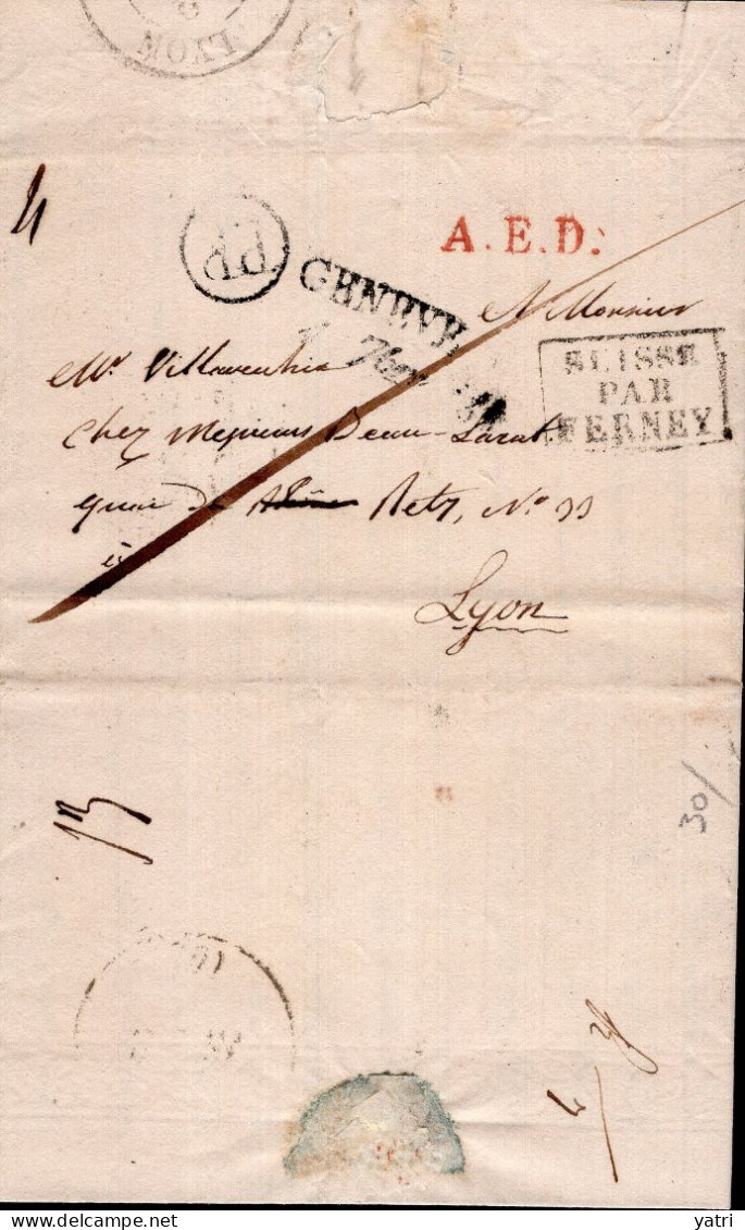Svizzera (1802) - Piego Con Testo Interno Per Lione, Francia - ...-1845 Prefilatelia