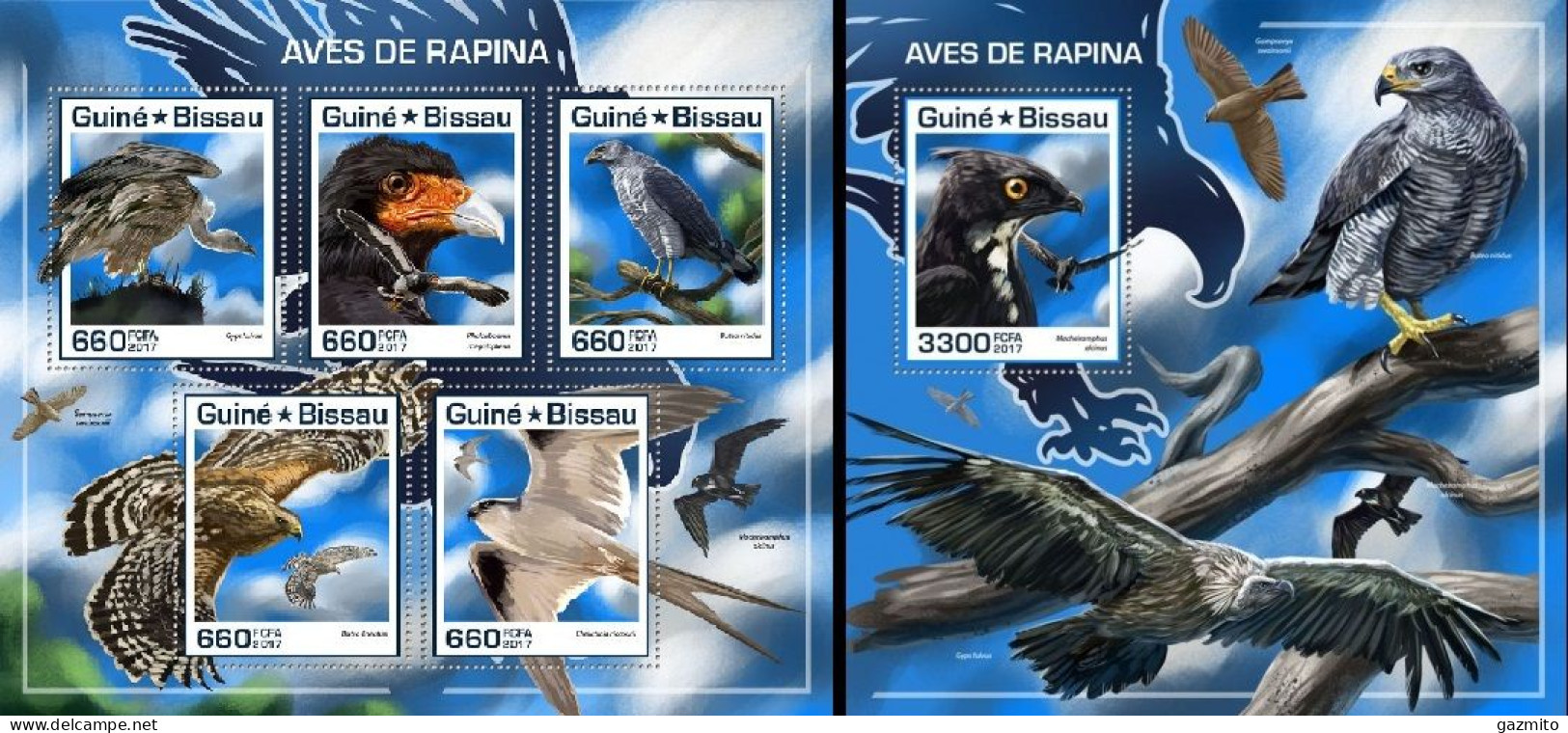 Guinea Bissau 2017, Animals, Birds Of Prey II, 5val In BF +BF - Aigles & Rapaces Diurnes