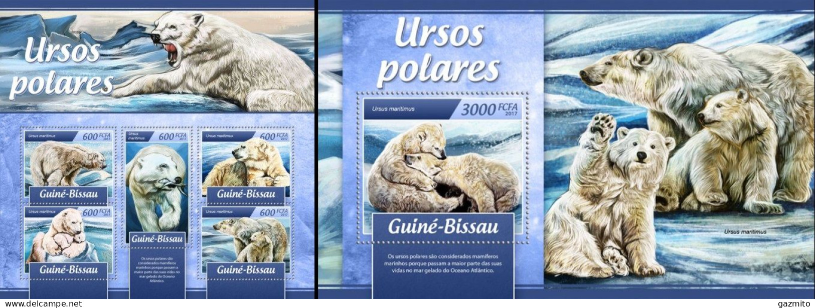 Guinea Bissau 2017, Animals, Polar Bears, 4val In BF +BF - Arctic Wildlife