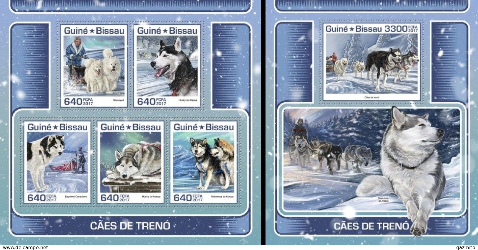 Guinea Bissau 2017, Animals, Sledge Dogs, 5val In BF +BF - Arctic Tierwelt