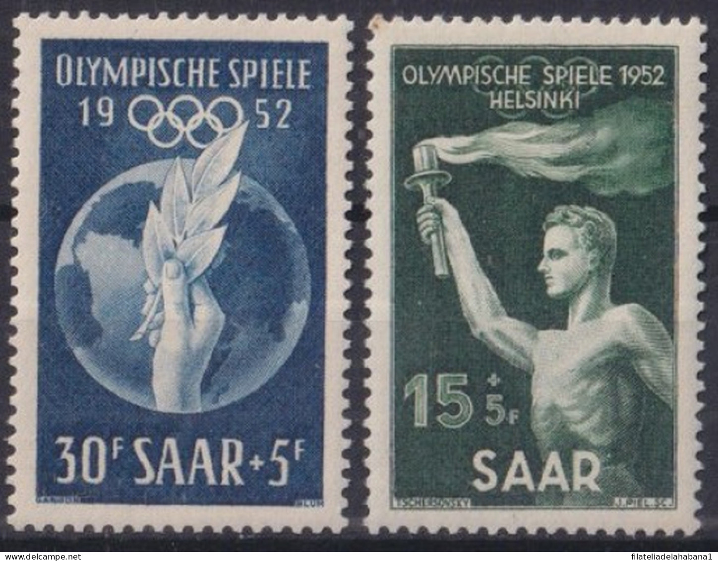 F-EX43641 SAAR SARRE MH 1952 OLYMPIC GAMES HELSINKI ATHLETISM TOURCH. - Ete 1952: Helsinki