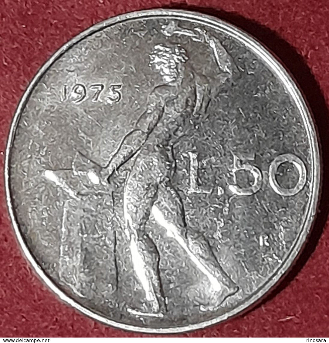 Variante Con Errore Di Conio 50 Lire 1975 Repubblica Italiana,5 Lungo - 50 Lire