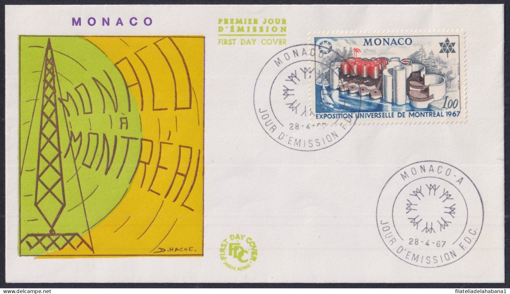 F-EX44048 MONACO 1967 WORLD EXPO MONTREAL CANADA PAVILION FDC. - 1967 – Montreal (Canada)