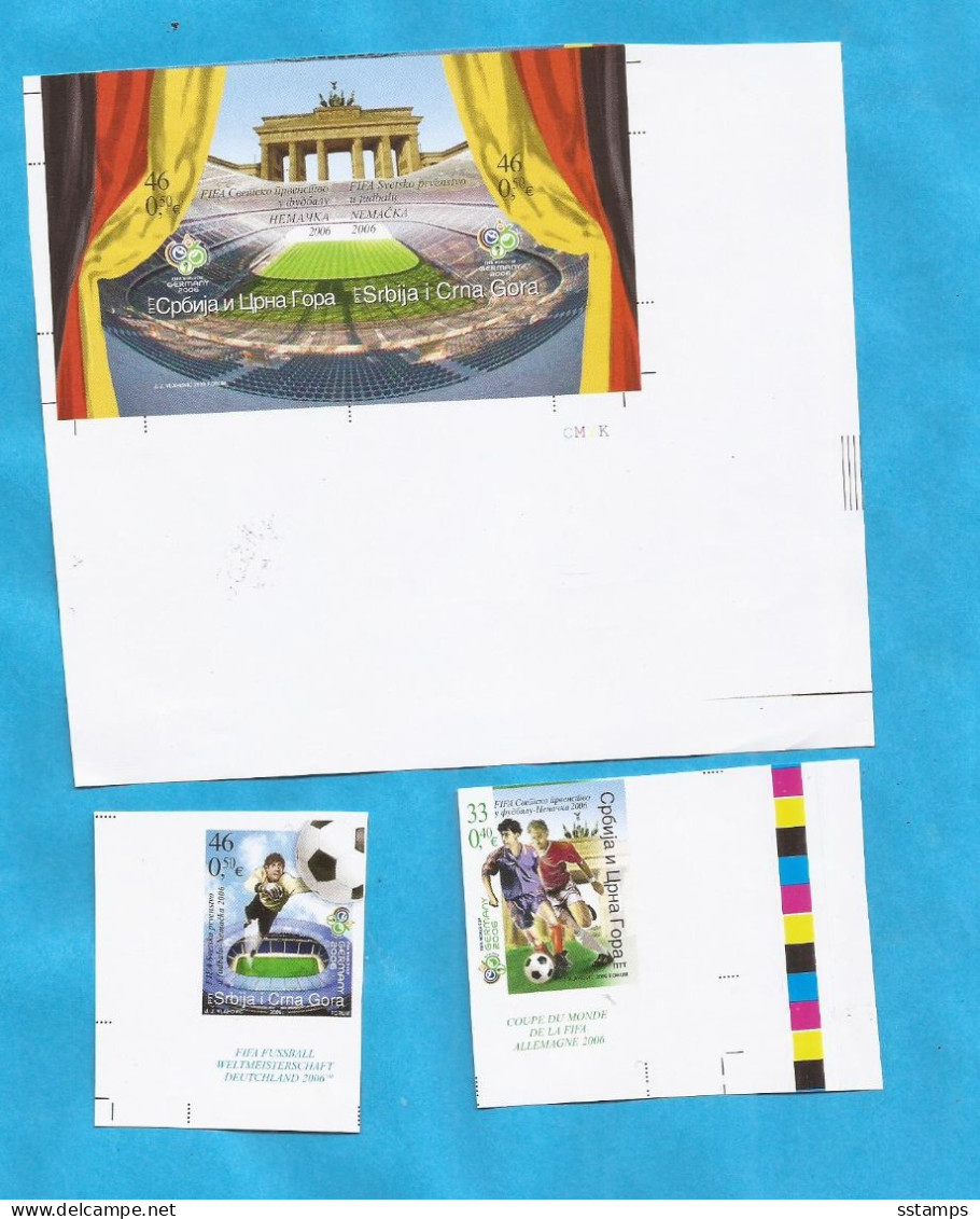 2006  3325-26  BLOCK 64     SPORT CALCIO FUSSBALL WELTMEISTERSCHAFT GERMANIA JUGOSLAVIJA JUGOSLAWIEN RRR IMPERFORATE MNH - 2006 – Germany