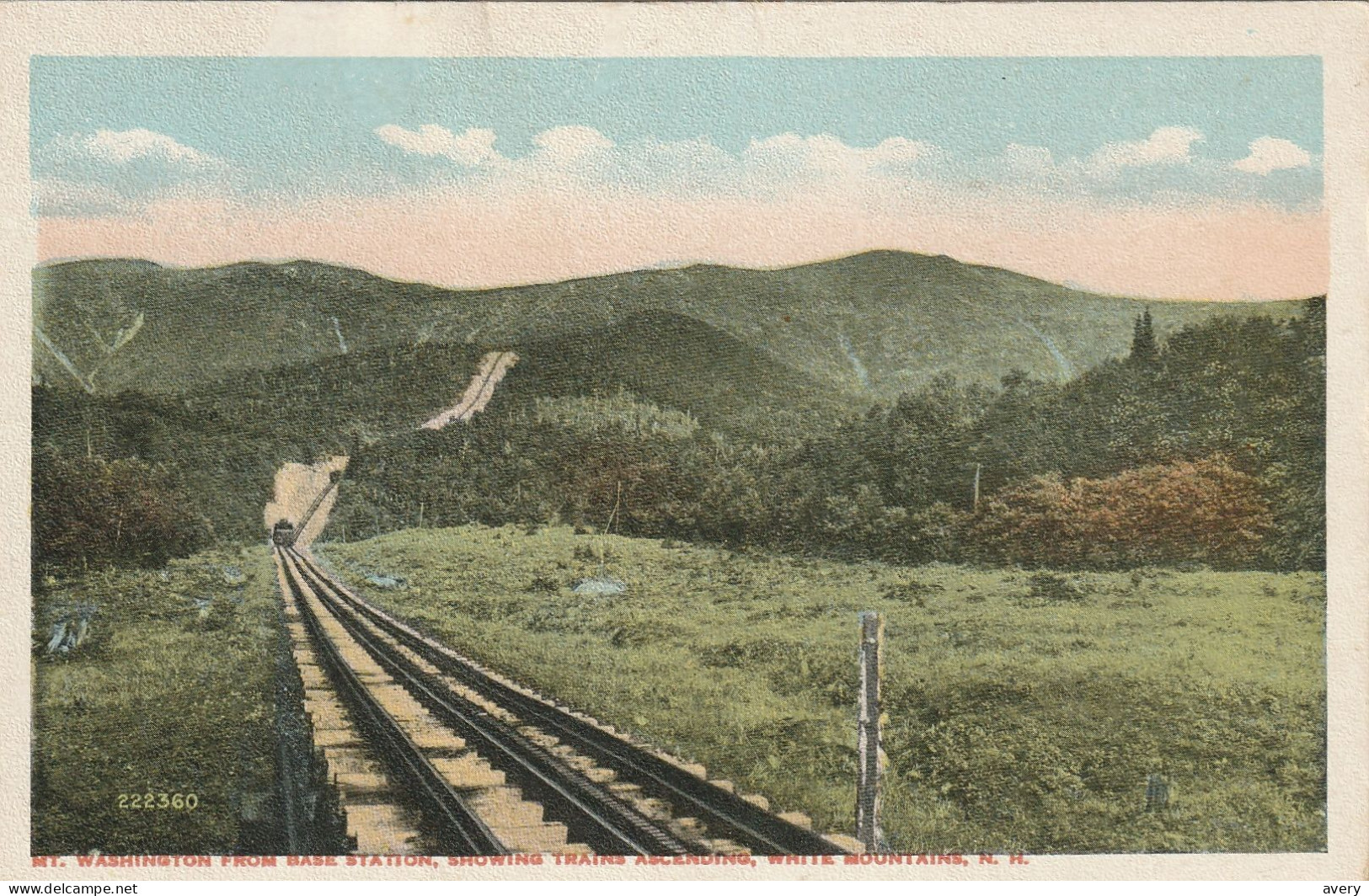 Mount Washington, New Hampshire From Base Station, Showing Trains Ascending - White Mountains