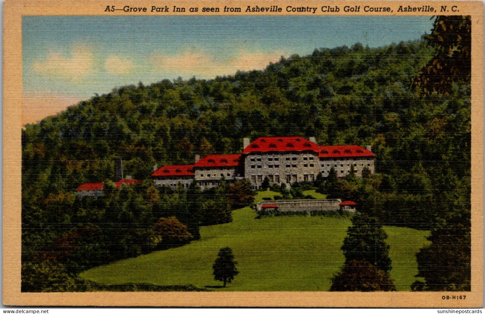 North Carolina Asheville Grove Park Inn As Seen From Asheville Country Club Golf Course Curteich - Asheville