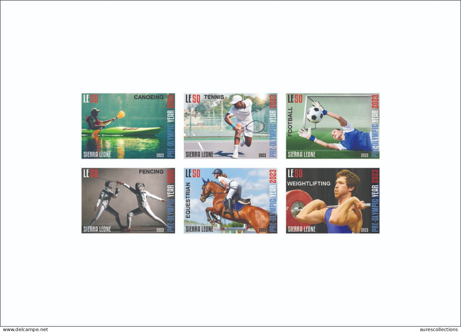SIERRA LEONE 2023 DELUXE PROOF 6V - OLYMPIC GAMES PARIS 2024 CANOE FENCING FOOTBALL TENNIS WEIGHTLIFTING EQUESTRIAN MNH - Sommer 2024: Paris