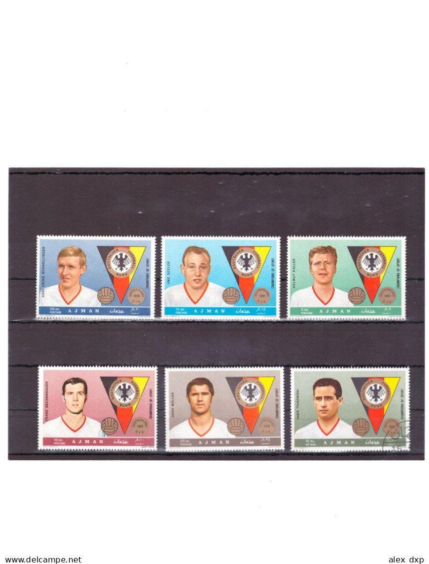 U.A.E. (Ajman) 1969 > German Football Players > Short Set (6 Out Of 7) Of 5 MNH +1 MH Stamps - 1970 – Mexique