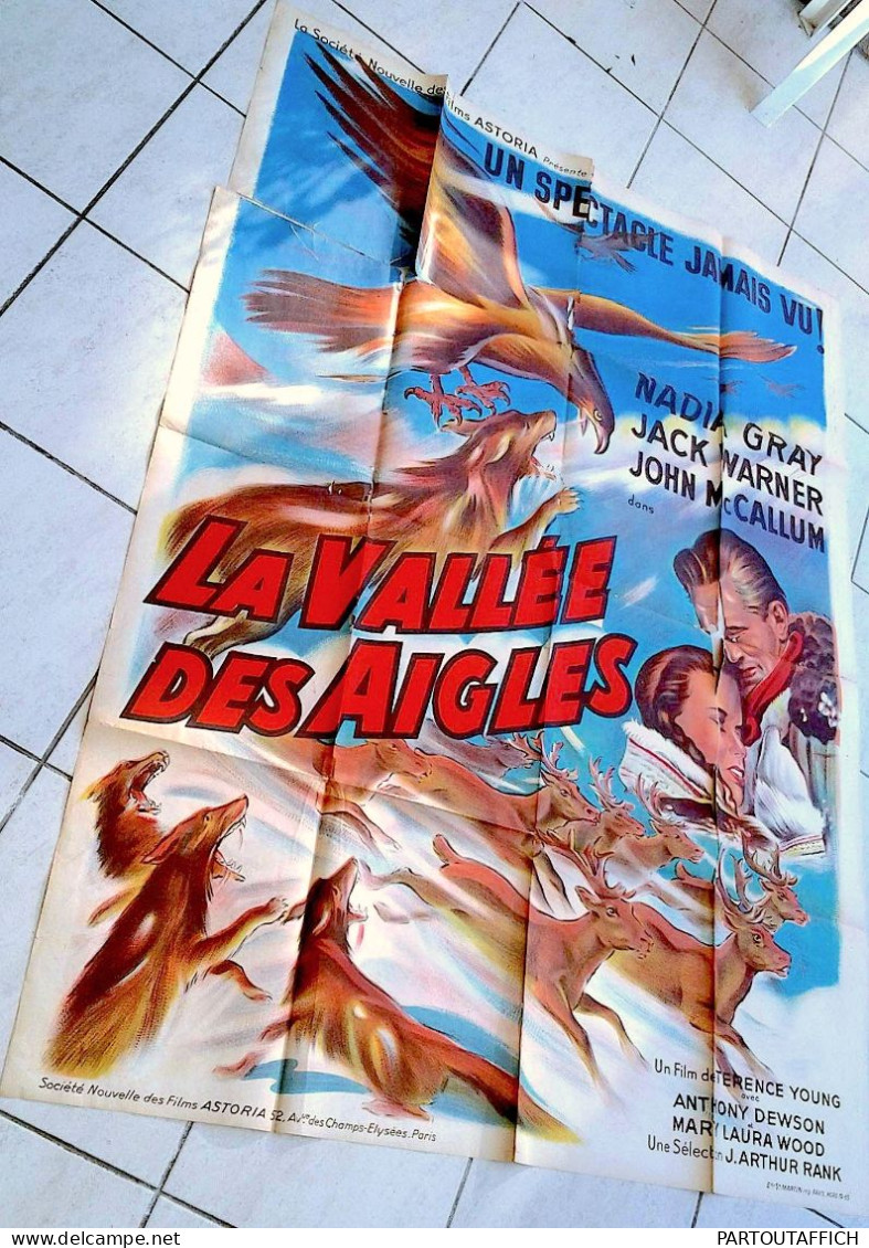 Affiche Ciné Orig LA VALLÉE DES AIGLES Litho Terence YOUNG Christopher LEE 1951 120X160 - Affiches & Posters