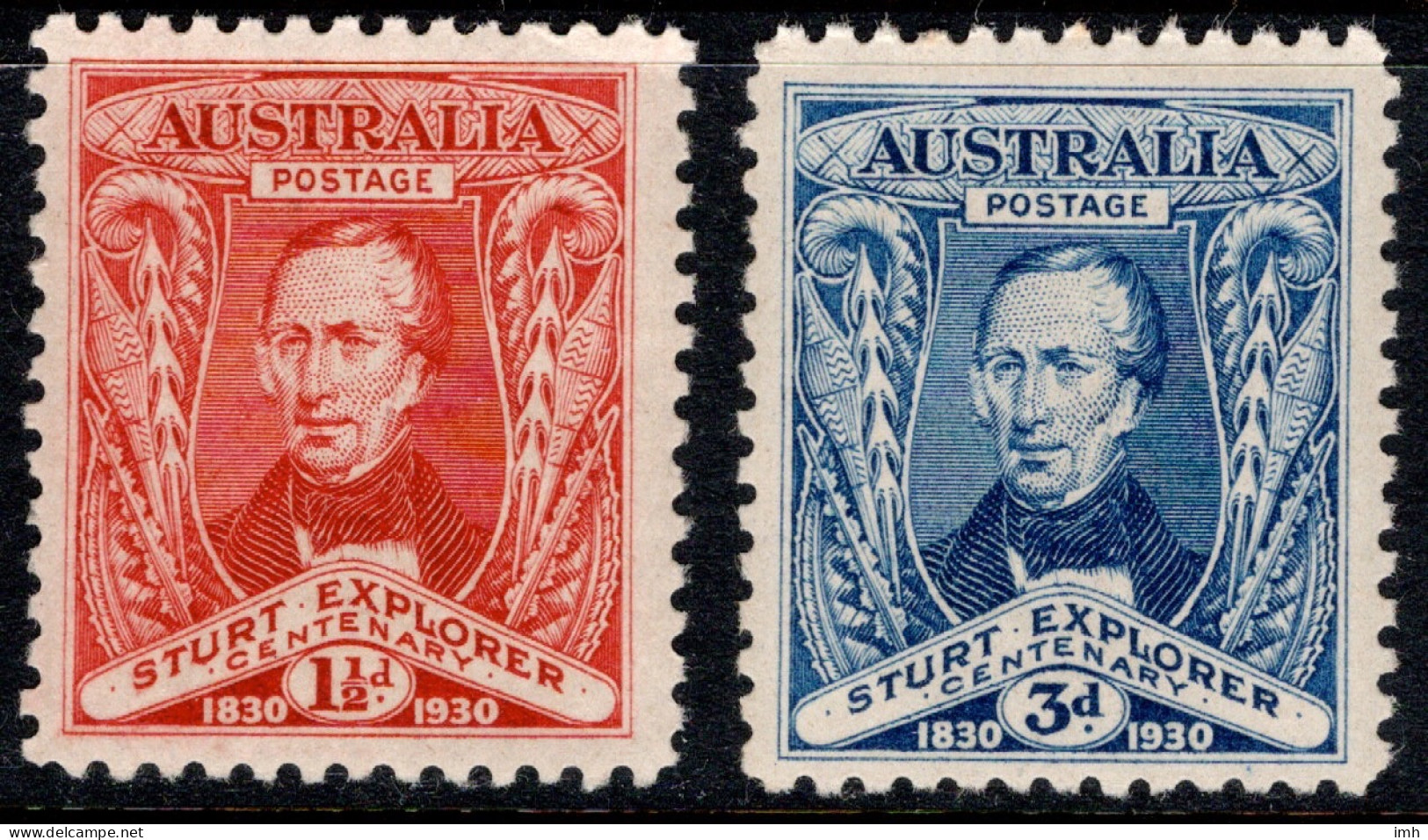 1930 Australia, SG 117-118 Capt. Sturt Exploration Of The Murray River, Pair MUH Mint Unhinged. Cat £10.25 - Mint Stamps