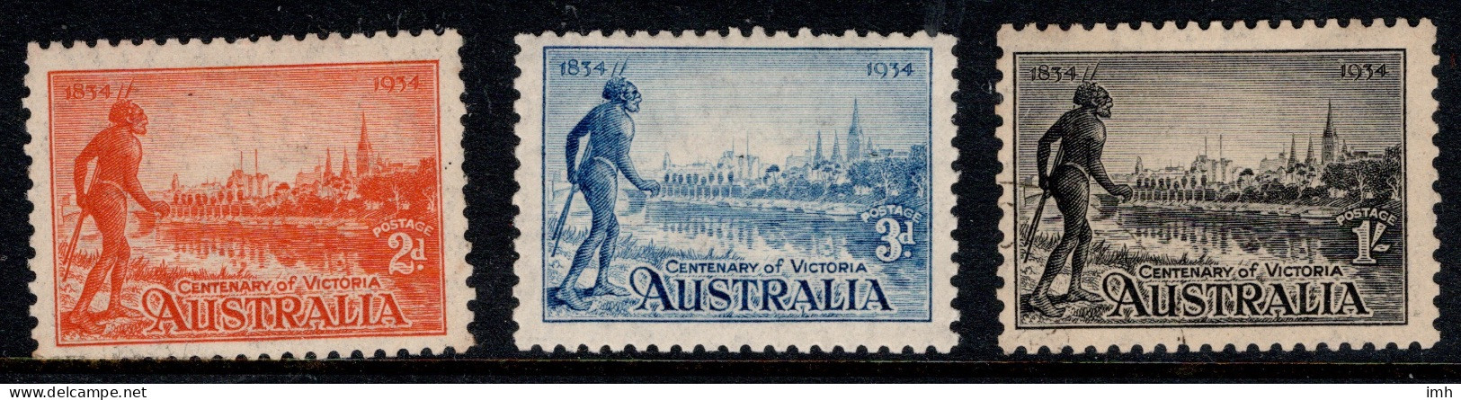 1934 Australia, SG 147-149 Centenary Of Victoria Complete Set Mint Lightly Hinged £55.00 - Nuevos