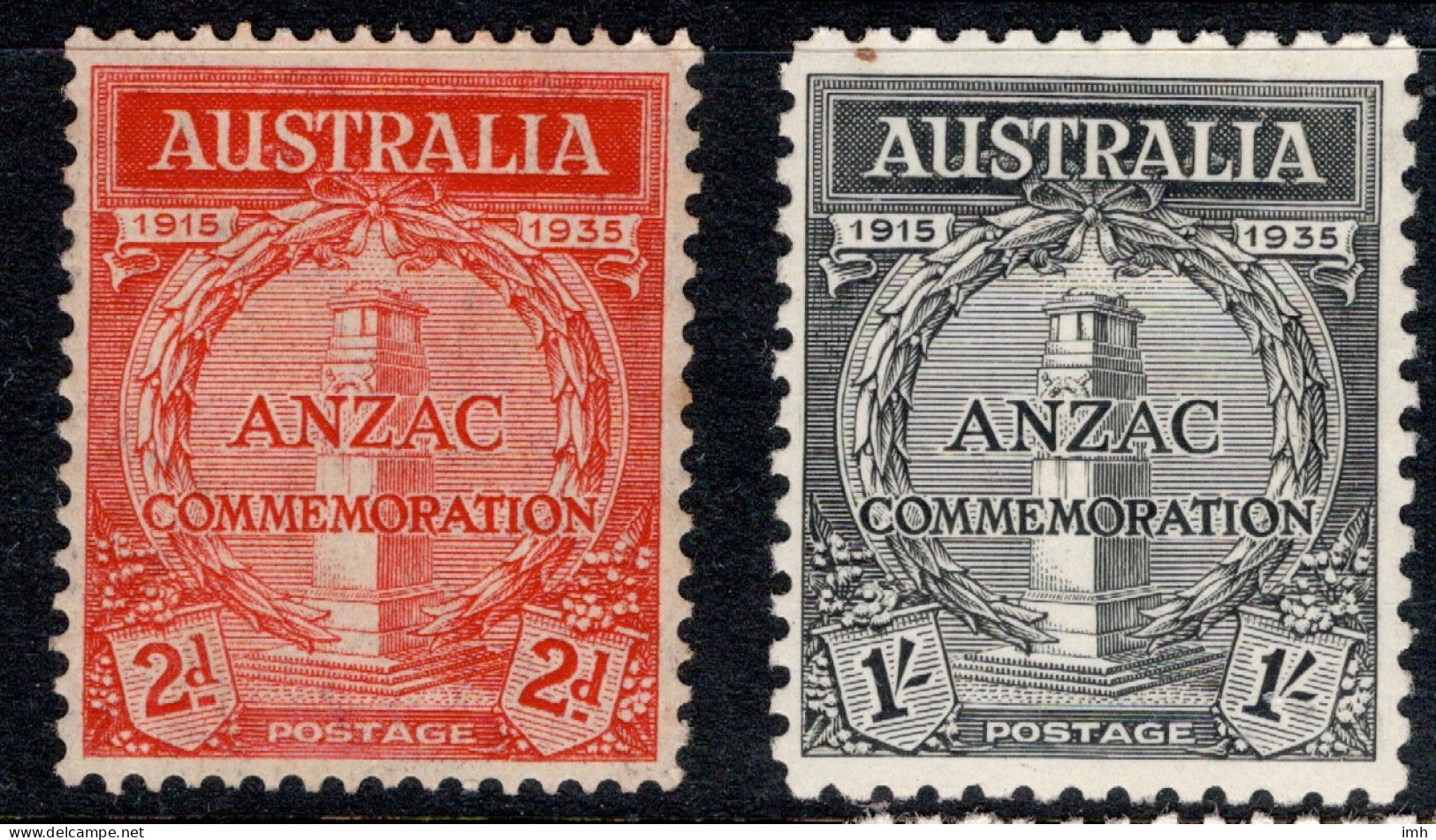 1935 Australia, SG 154-155, Anzac Commemoration Pair, Mint Lightly Hinged. Cat £50. - Mint Stamps