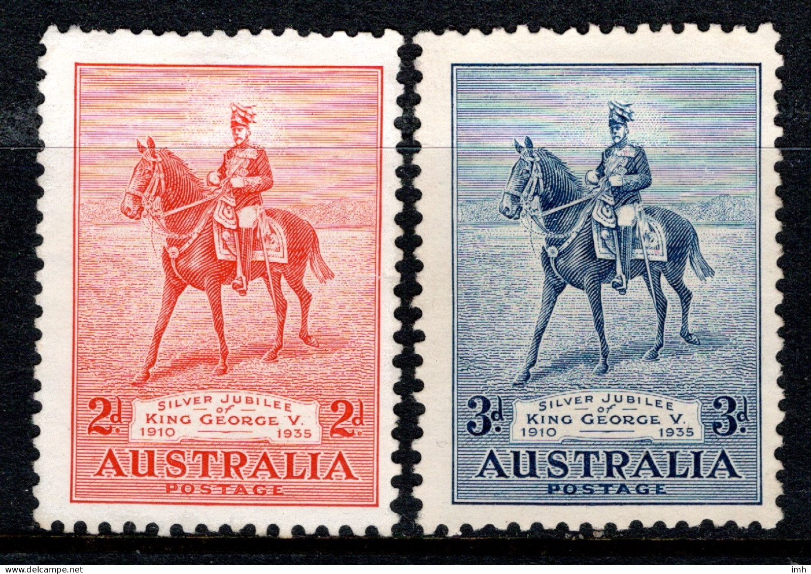 1935 Australia, SG 156-157 King George Silver Anniversary, 2d Red And 3d Blue, Unused No Gum Cat £13.25 - Neufs