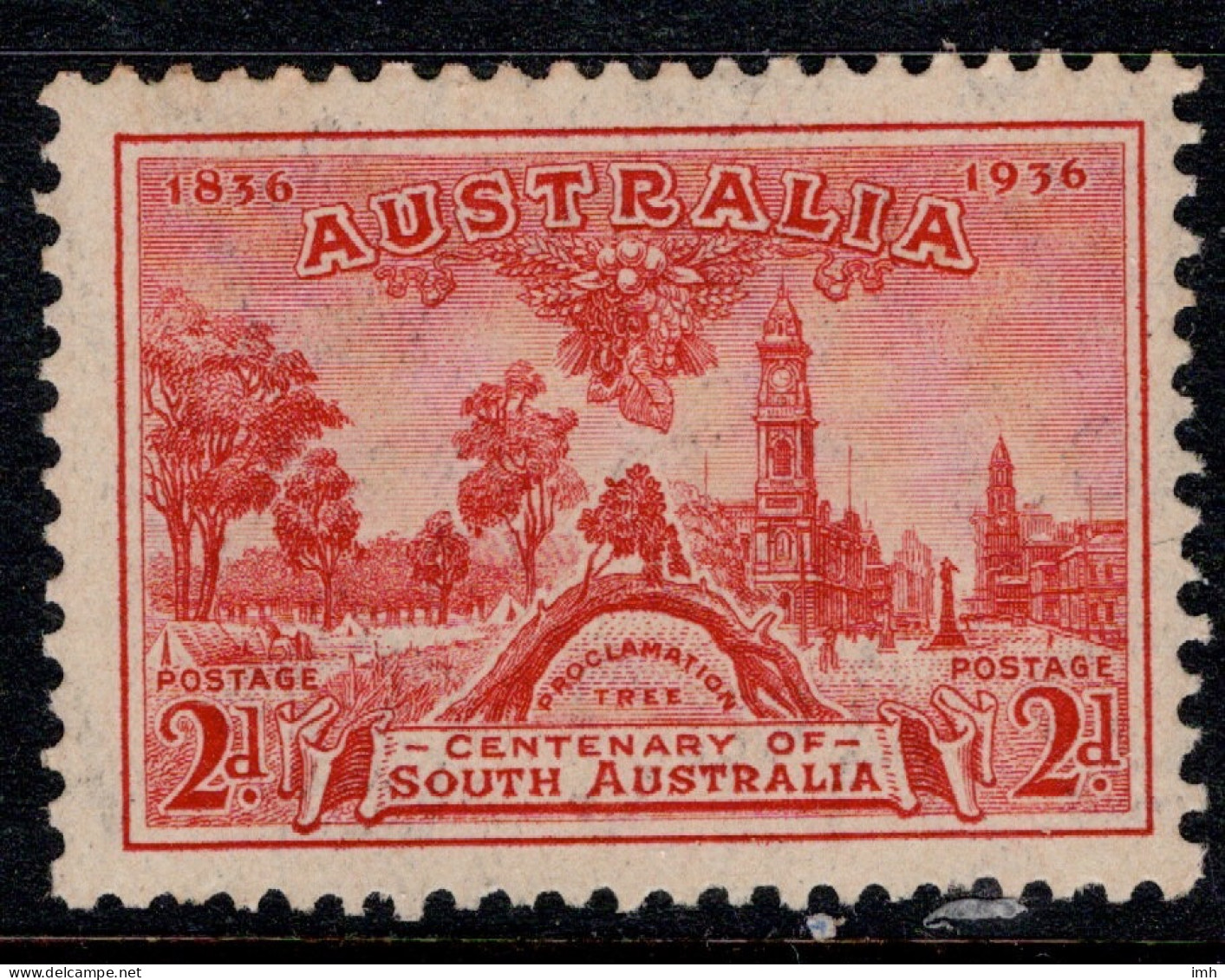 1936 Australia, SG 161  2d Red  Centenary Of South Australia,  Mint Lightly Hinged. Cat £4 - Neufs