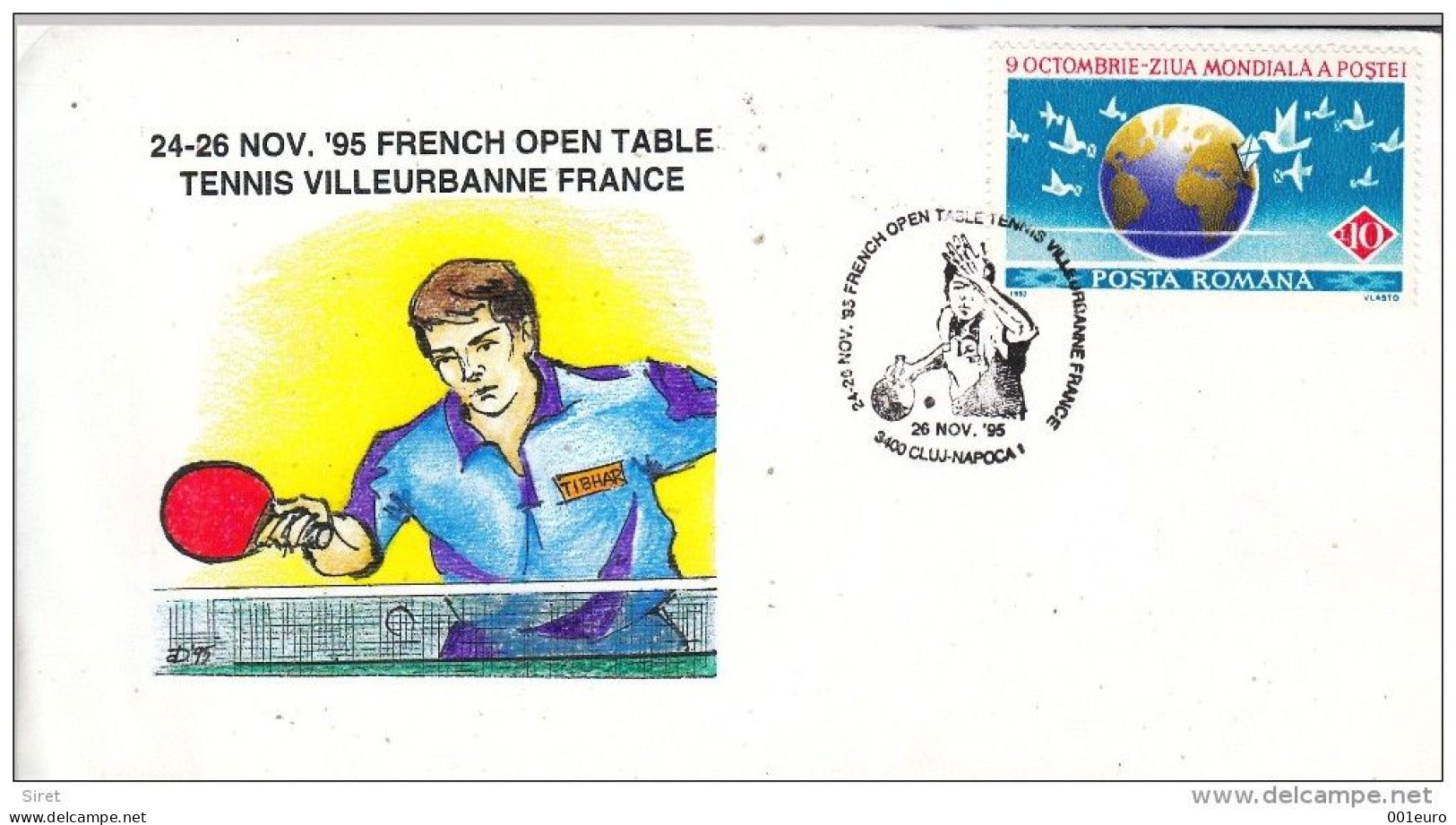 ROMANIA 1995 Special Cover TABLE TENNIS - Registered Shipping! - Cartas & Documentos